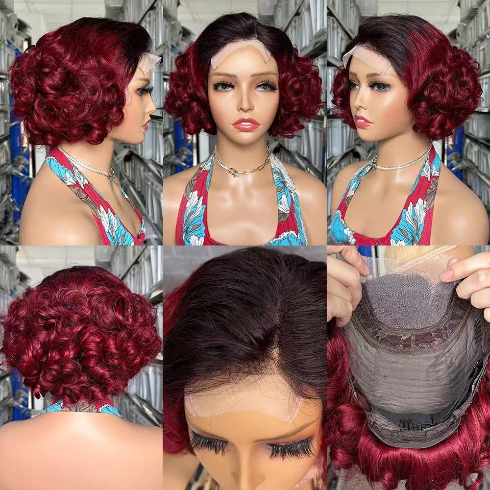 200% Density 4x4 Lace Closure Wig Bouncy Curl 100% Virgin Human Hair
