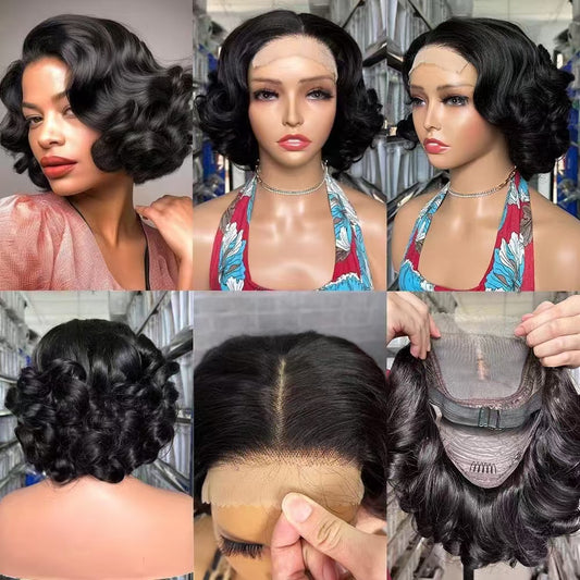 250% Density 5x5 Lace Closure Wig Bouncy Curl 100% Virgin Human Hair
