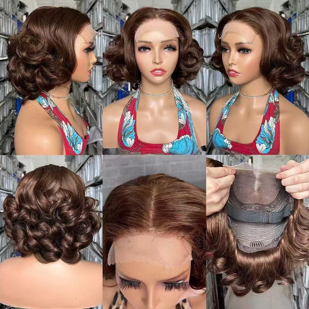 250% Density 5x5 Lace Closure Wig Bouncy Curl 100% Virgin Human Hair