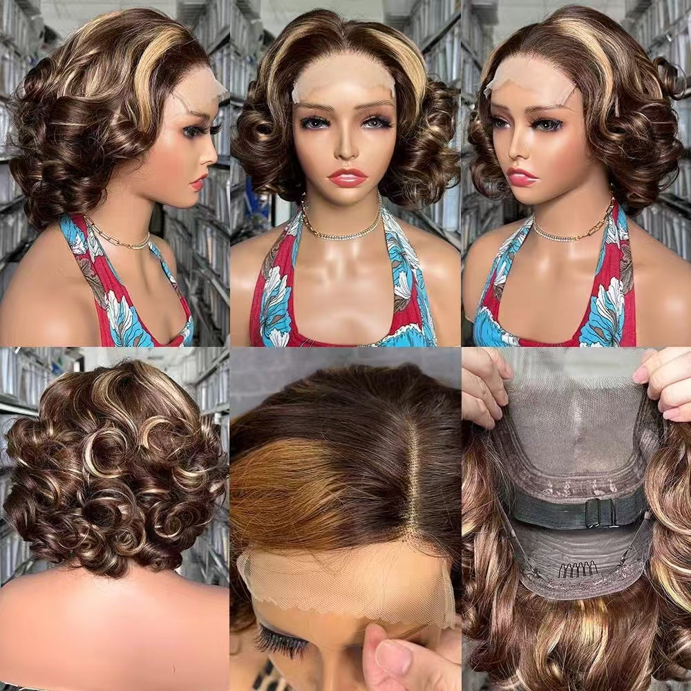 250% Density 5x5 Lace Closure Wig Bouncy Curl 100% Virgin Human Hair