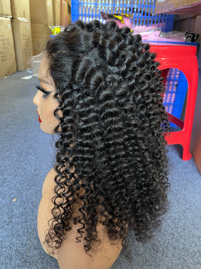Natural Curly 4x4 HD Lace Closure Wig Natrual Black Can be dyed