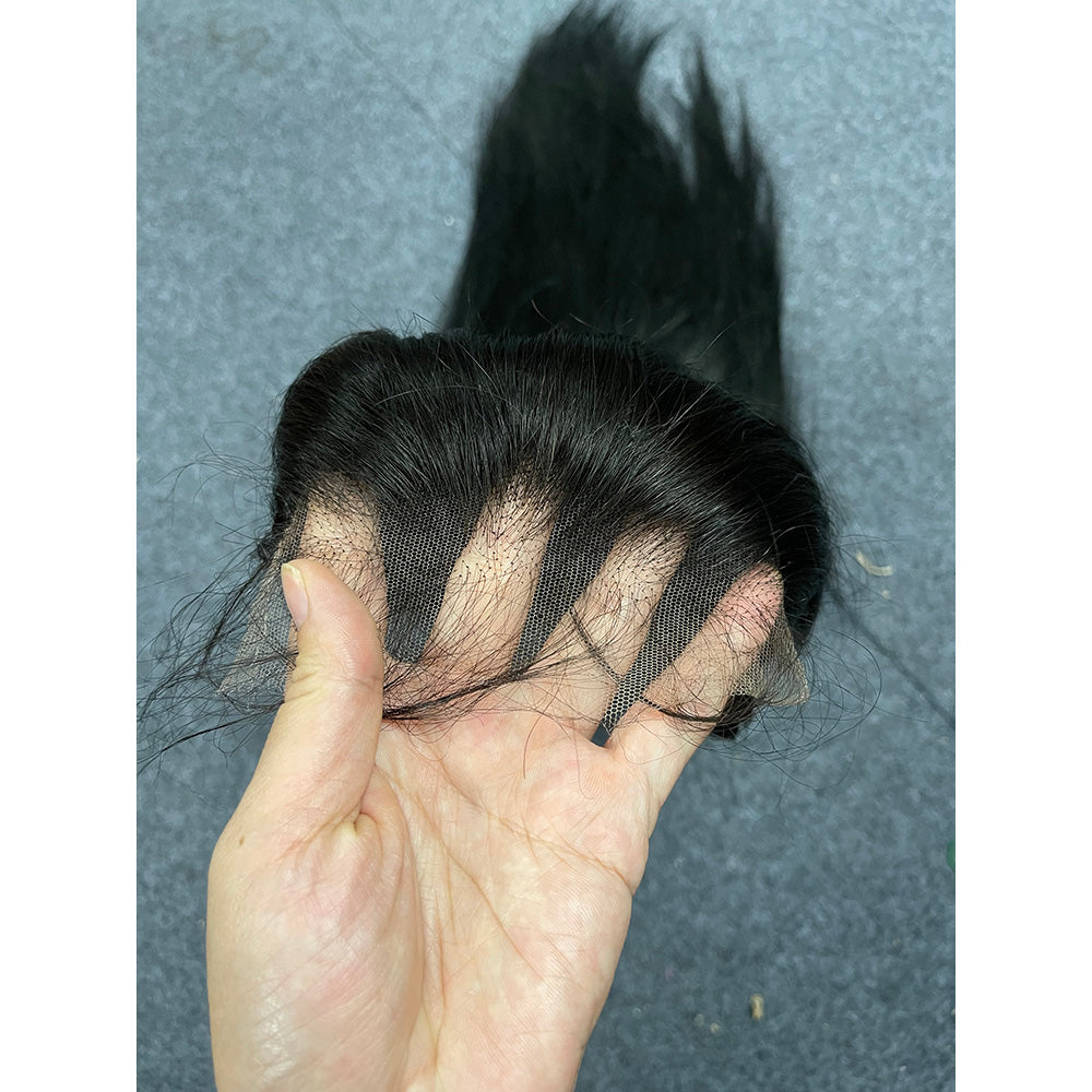Glueless Plucked 4x4 Lace Closure Wig Kinky Straight Bleached Knots