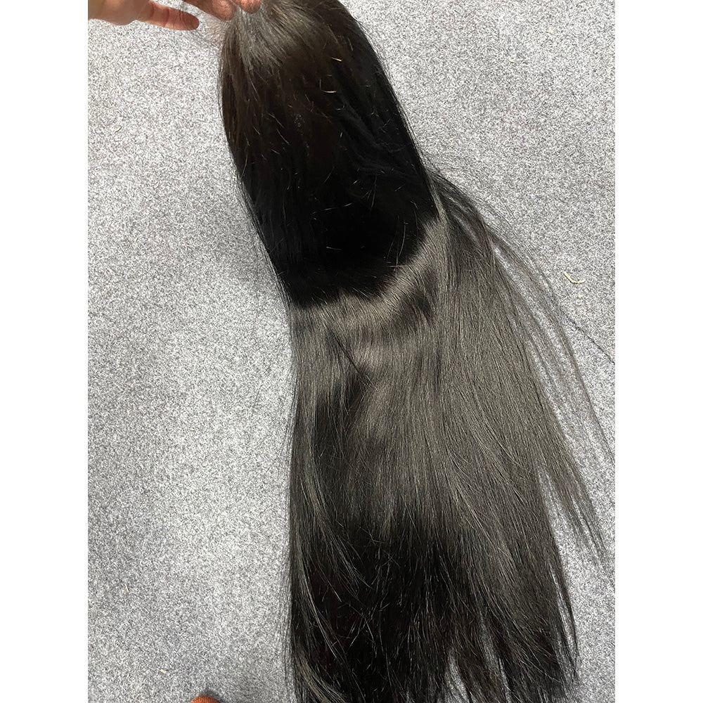 Glueless Plucked 4x4 Lace Closure Wig Kinky Straight Bleached Knots