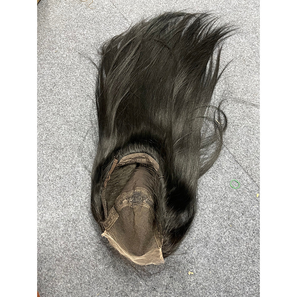 Glueless Plucked 4x4 Lace Closure Wig Kinky Straight Bleached Knots