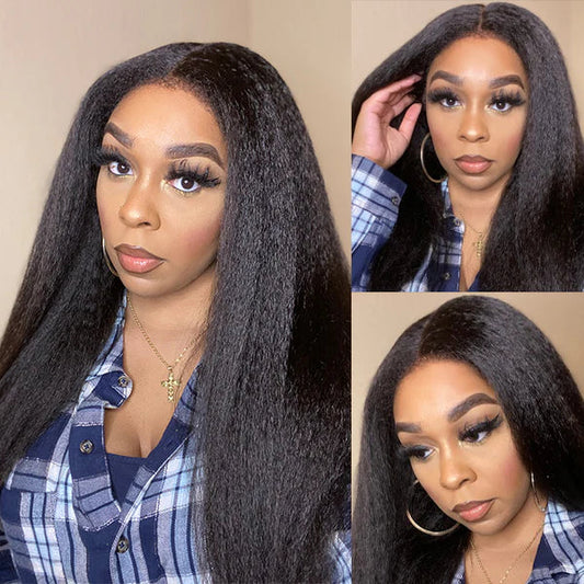 5x5 HD Lace Closure Wig Virgin Brazilian Hair Kinky Straight