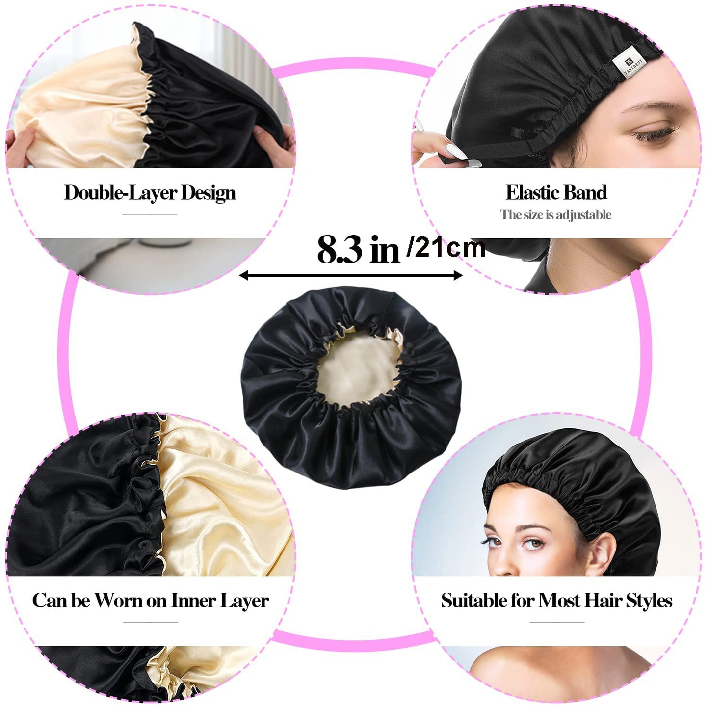 10Pcs Detangling Brush for Black Natural Hair, Curly Hair Set with Sleep Bonnet Afro America/African 3a to 4c Texture, Easier and Faster on Wash Days