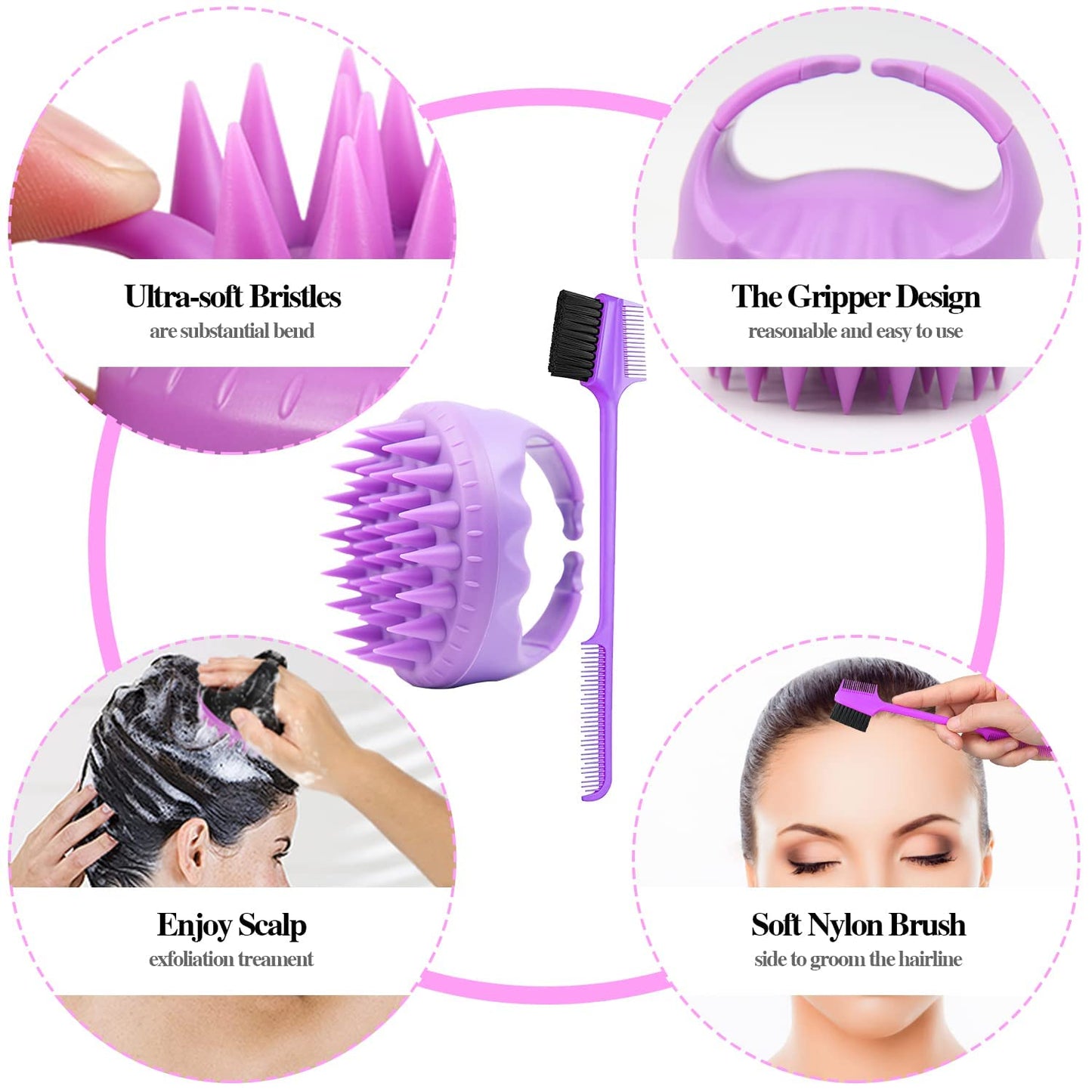 10Pcs Detangling Brush for Black Natural Hair, Curly Hair Set with Sleep Bonnet Afro America/African 3a to 4c Texture, Easier and Faster on Wash Days