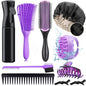 10Pcs Detangling Brush for Black Natural Hair, Curly Hair Set with Sleep Bonnet Afro America/African 3a to 4c Texture, Easier and Faster on Wash Days
