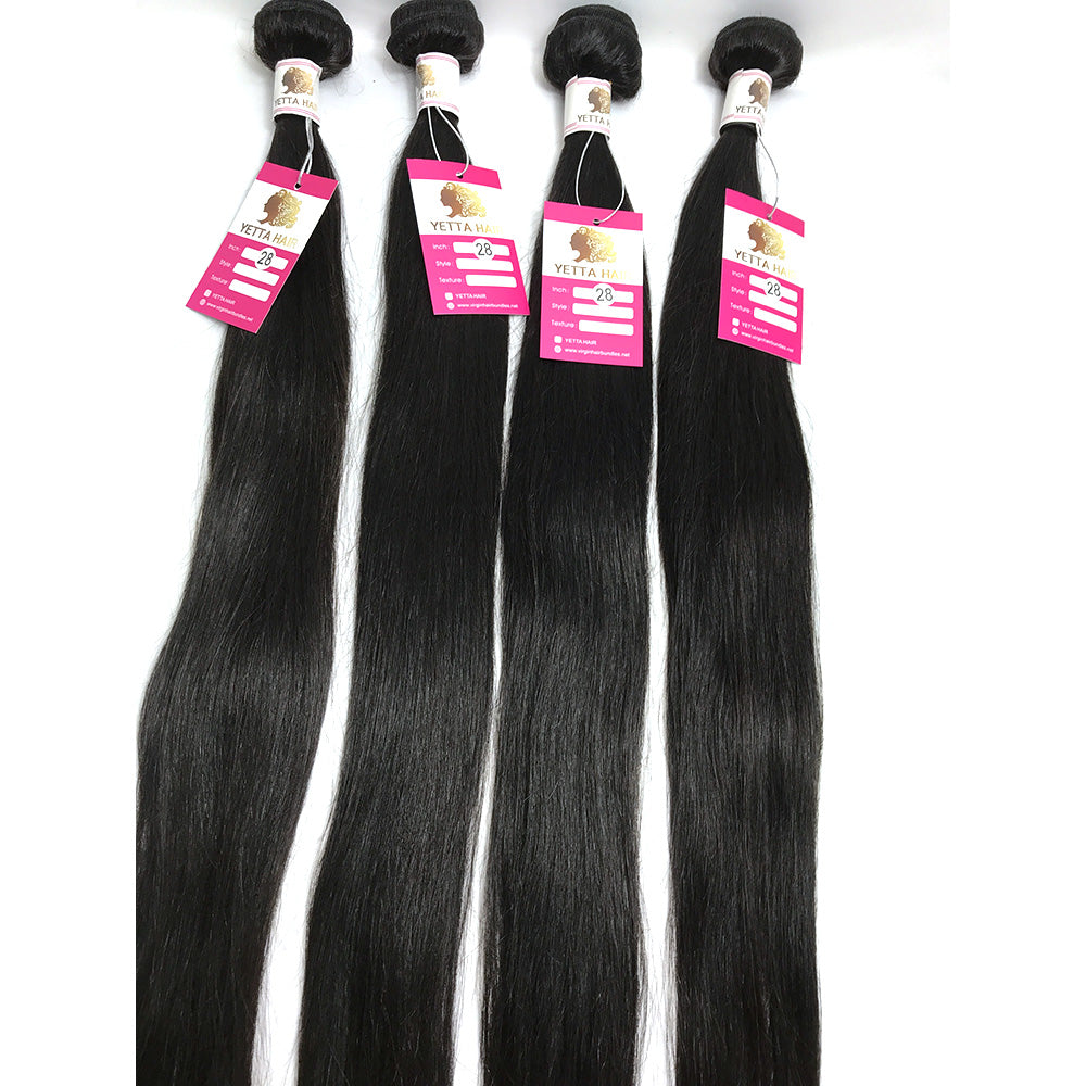 100% Virgin Brazilian Hair Straight 4bundles with Top Lace Closure