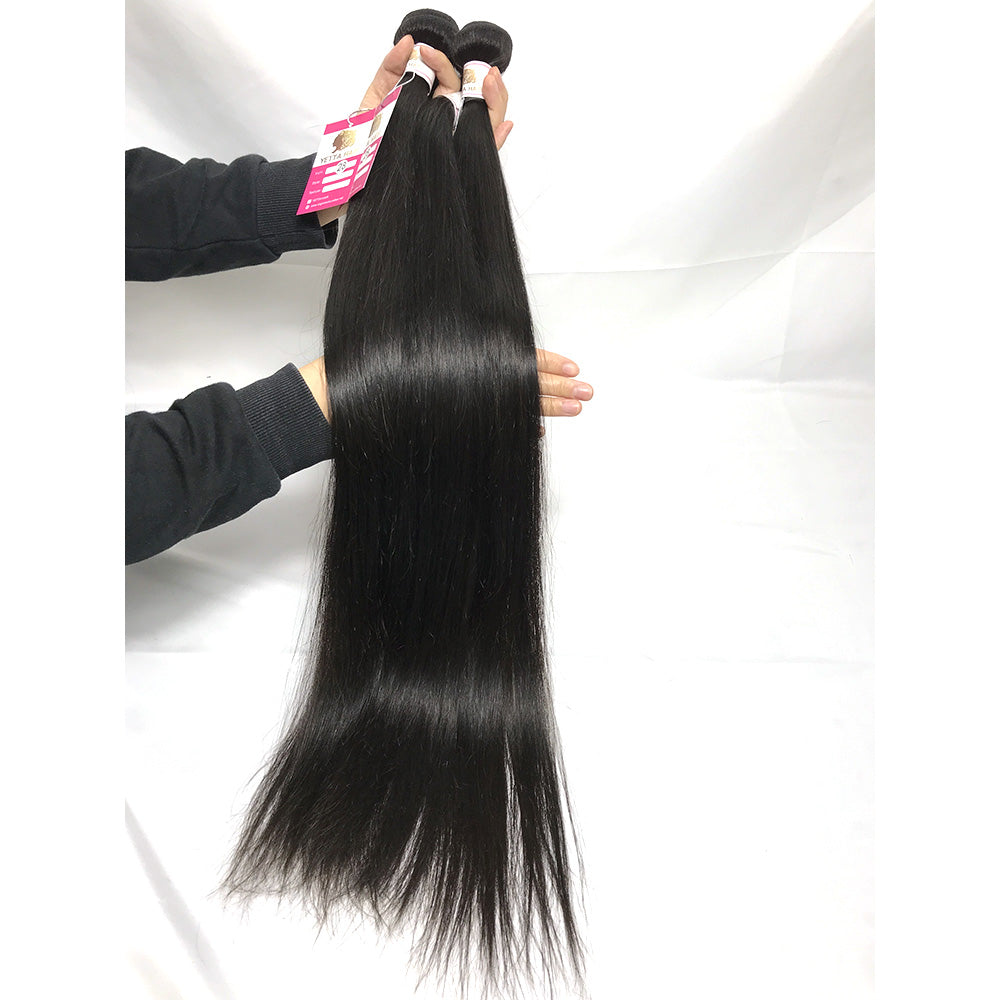 100% Virgin Brazilian Hair Straight 4bundles with Top Lace Closure