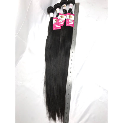 100% Virgin Brazilian Hair Straight 4bundles with Top Lace Closure