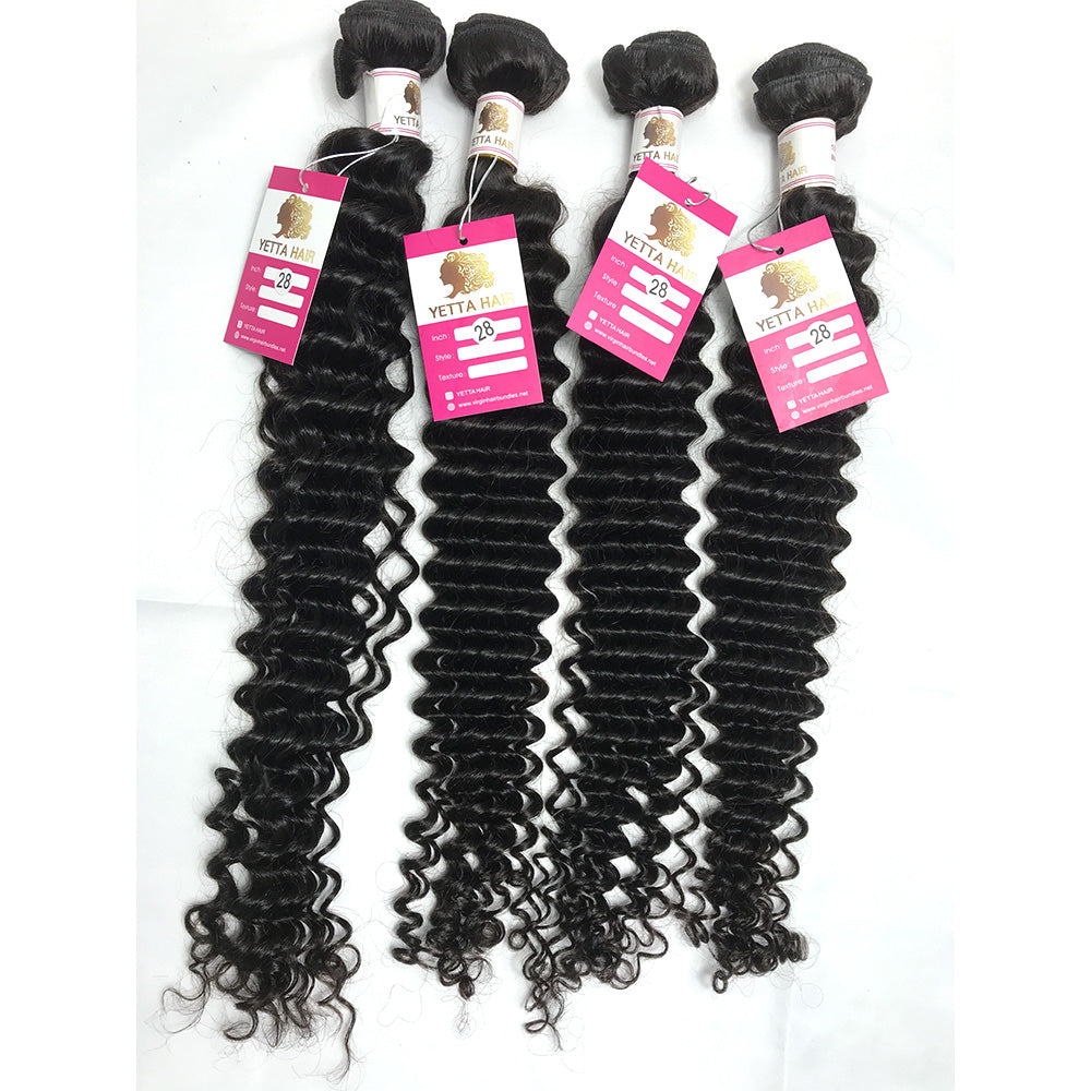 100% Virgin Brazilian Hair Deep Curly 4Bundles with Ear to ear lace frontal