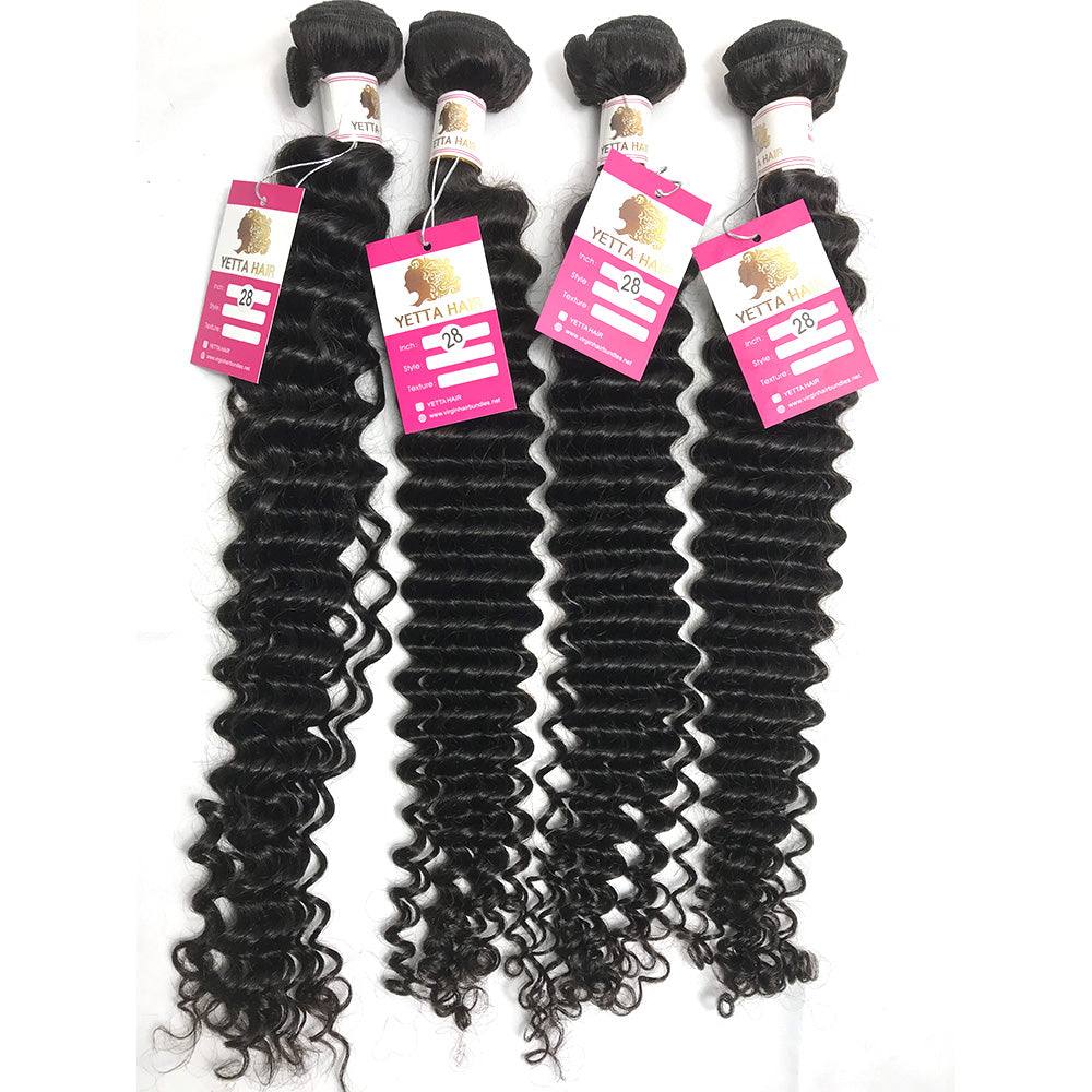 100% Virgin Brazilian Hair Deep Curly 4bundles with Top Lace Closure