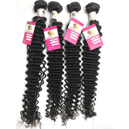 100% Virgin Brazilian Hair Deep Curly 4bundles with Top Lace Closure