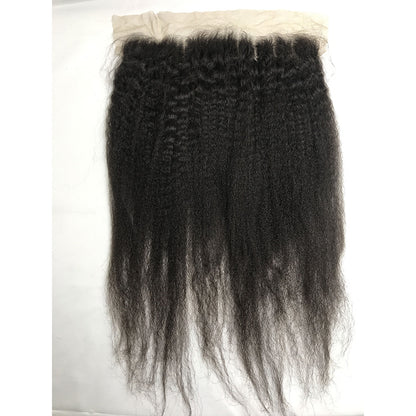 100% Virgin Brazilian Hair Kinky Straight 4bundles with ear to ear Lace Frontal