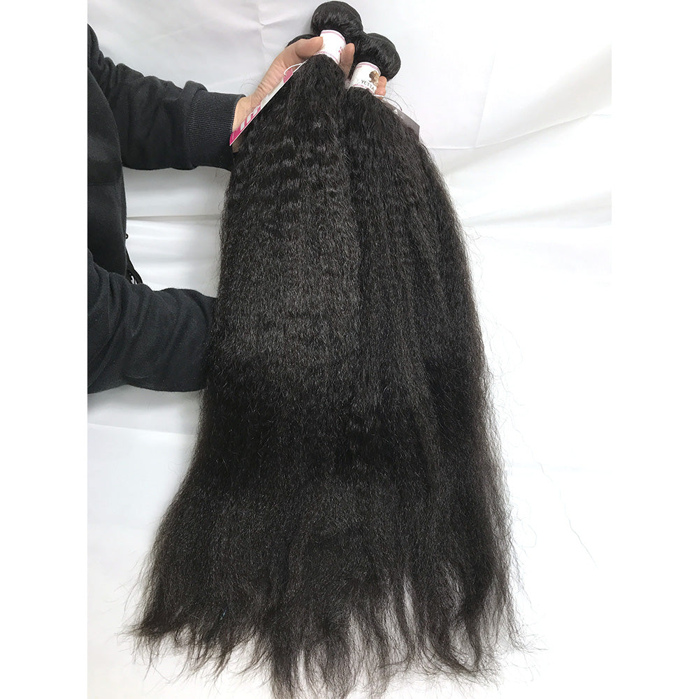 3Bundles/4bundles Kinky Straight 100% Virgin Brazilian Human Hair Weave