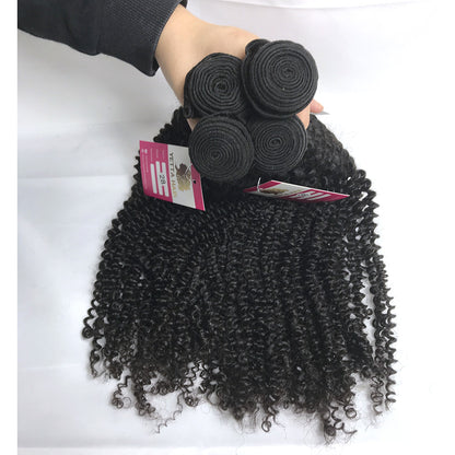 100% Virgin Brazilian Hair Kinky Curly bundles with Ear to ear Lace Frontal