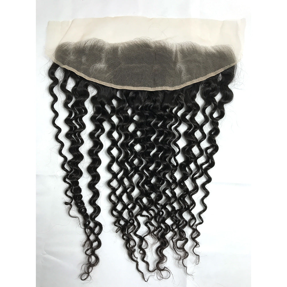100% Virgin Brazilian Hair 4Pcs Natural Curly Bundles with Ear to ear Lace Frontal