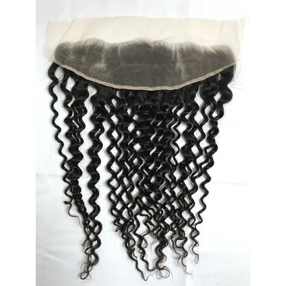 100% Virgin Brazilian Hair 4Pcs Natural Curly Bundles with Ear to ear Lace Frontal