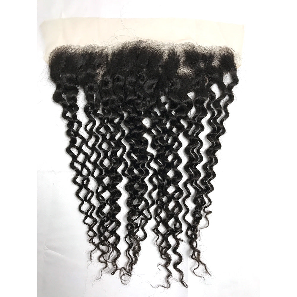 100% Virgin Brazilian Hair 4Pcs Natural Curly Bundles with Ear to ear Lace Frontal
