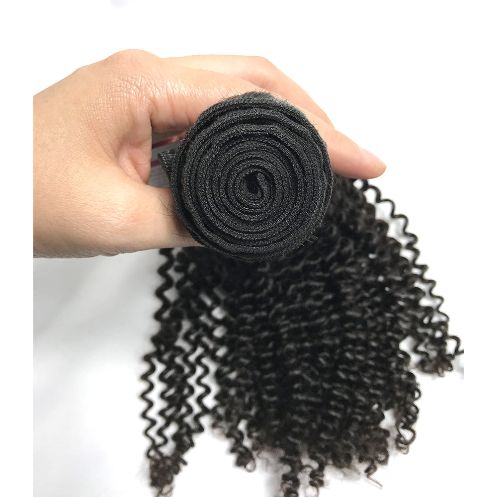 100% Virgin Brazilian Hair Kinky Curly bundles with Top Lace Closure