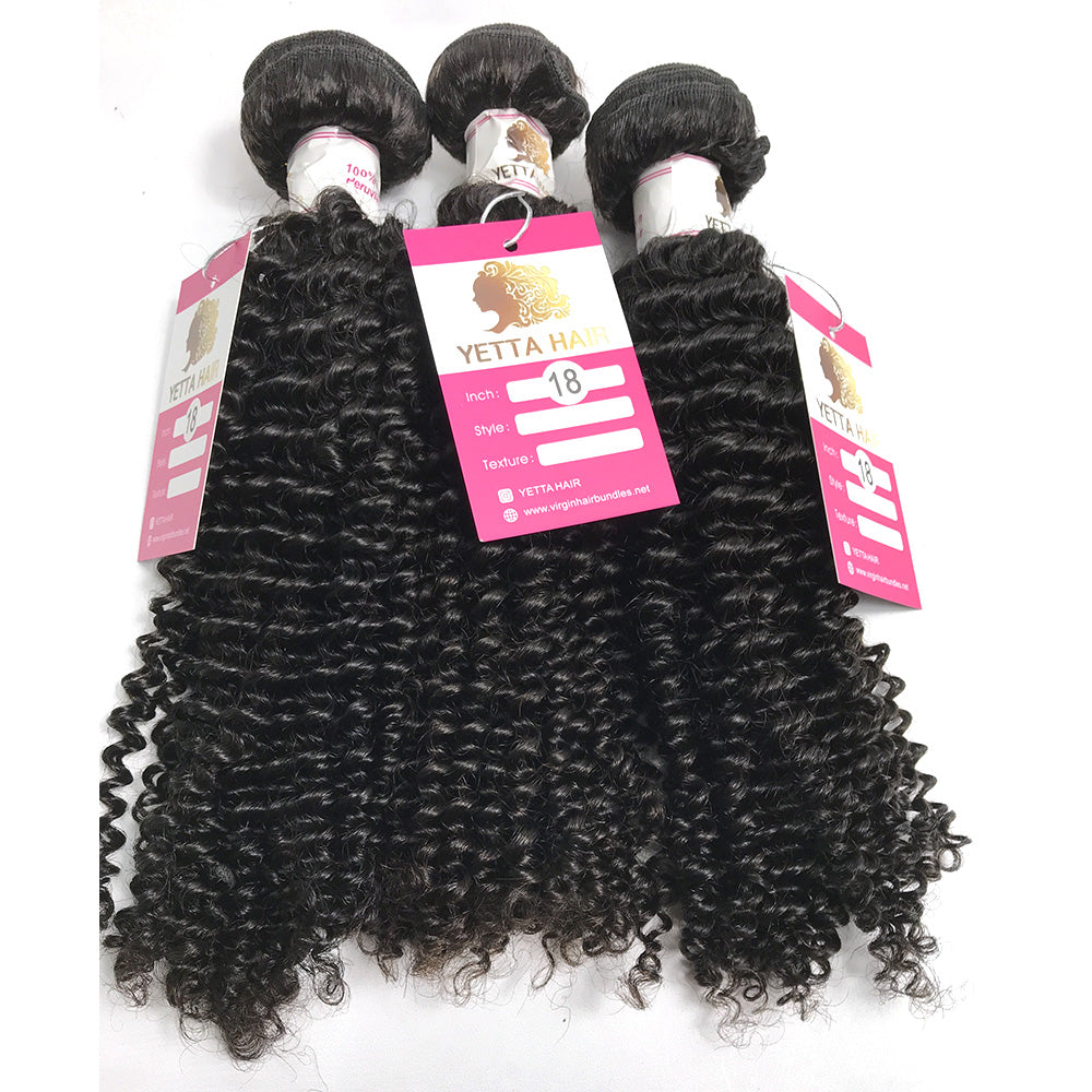 100% Virgin Brazilian Hair Kinky Curly bundles with Top Lace Closure
