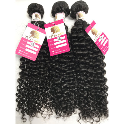 100% Virgin Brazilian Hair Natural Curly bundles with Top Lace Closure