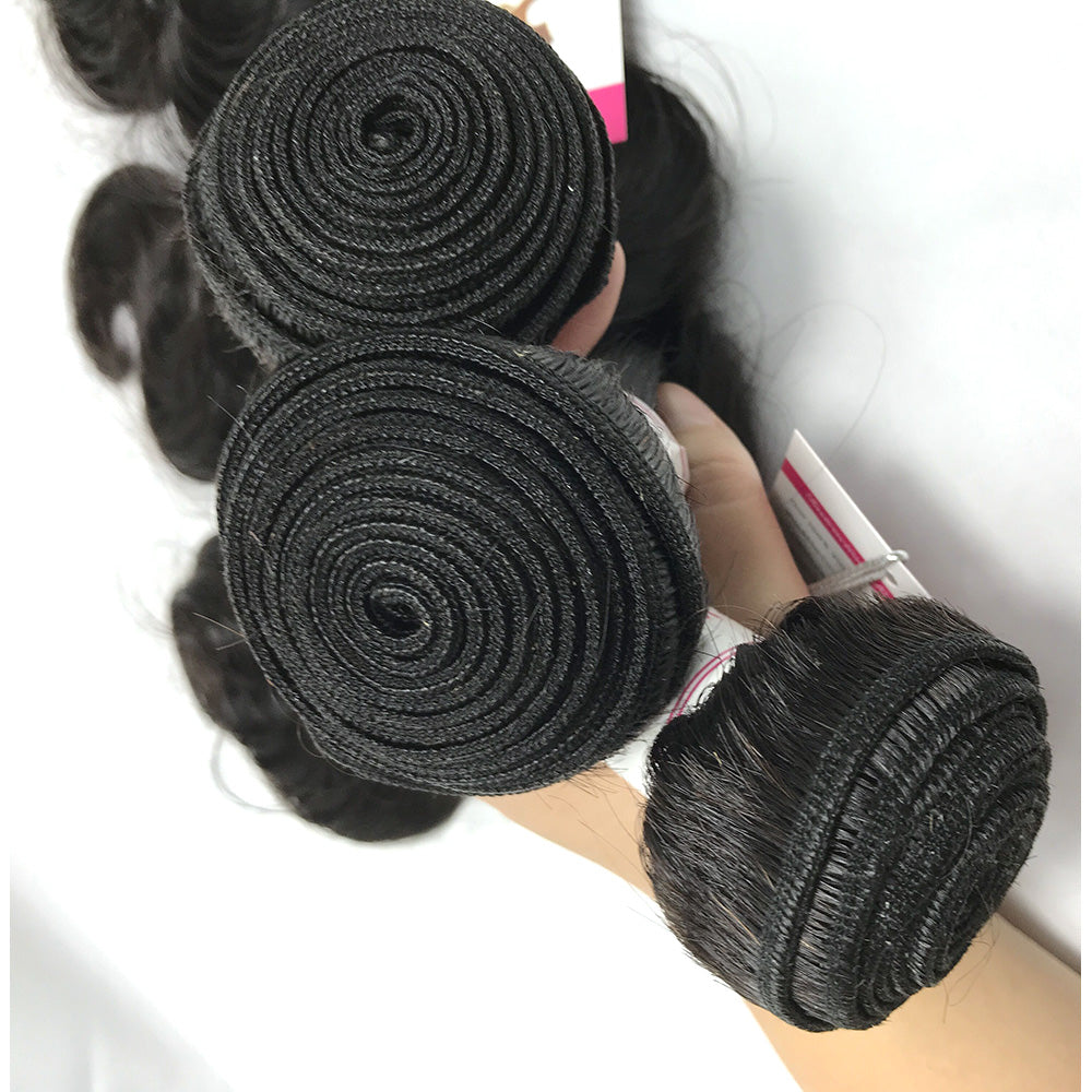 100% Virgin Brazilian Hair Straight bundles with Top Lace Closure