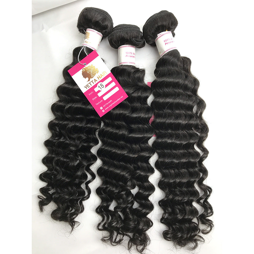 100% Virgin Brazilian Hair Deep wave bundles with Top Lace Closure