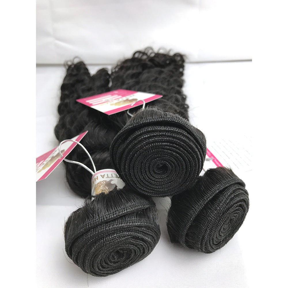 100% Virgin Brazilian Hair Deep wave bundles with Top Lace Closure
