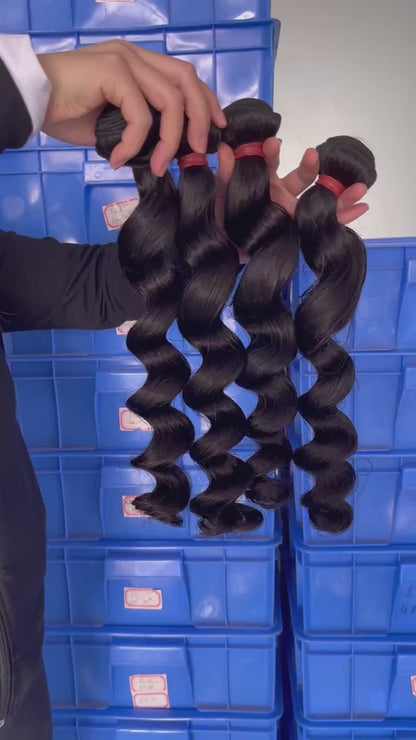 100% Virgin Brazilian Hair Loose Wave bundles with Ear to Ear Lace Frontal