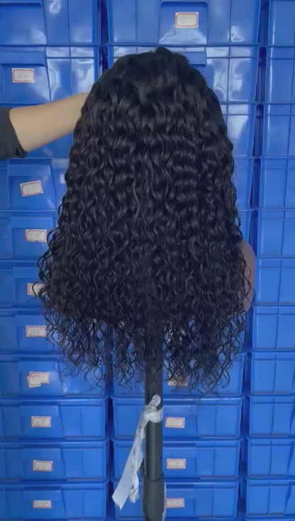 Water Wave 4x4 HD Lace Closure Wig Natrual Black Can be dyed