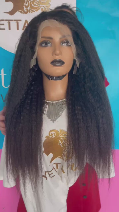 13x4 HD Lace Frontal Wig Kinky Straight 100% Brazilian Hair Lace Wig