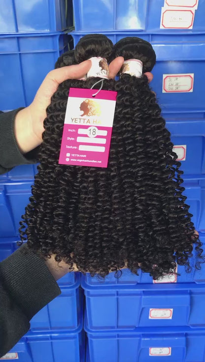 100% Virgin Brazilian Hair Kinky Curly bundles with Top Lace Closure