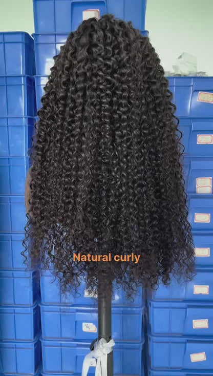 Natural Curly 4x4 HD Lace Closure Wig Natrual Black Can be dyed