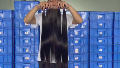 100% Virgin Brazilian Hair Straight 4bundles with Top Lace Closure