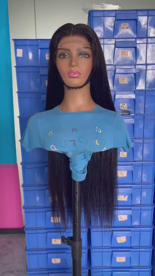 Glueless 4x4 HD Plucked Lace Closure Wig Silky Straight Bleached Knots